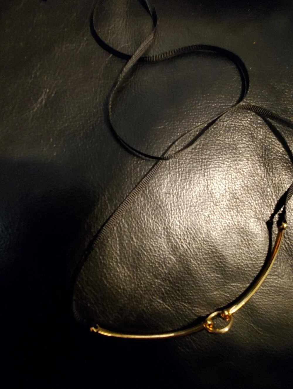 Gold Accent Black Crossbody Strap for Women